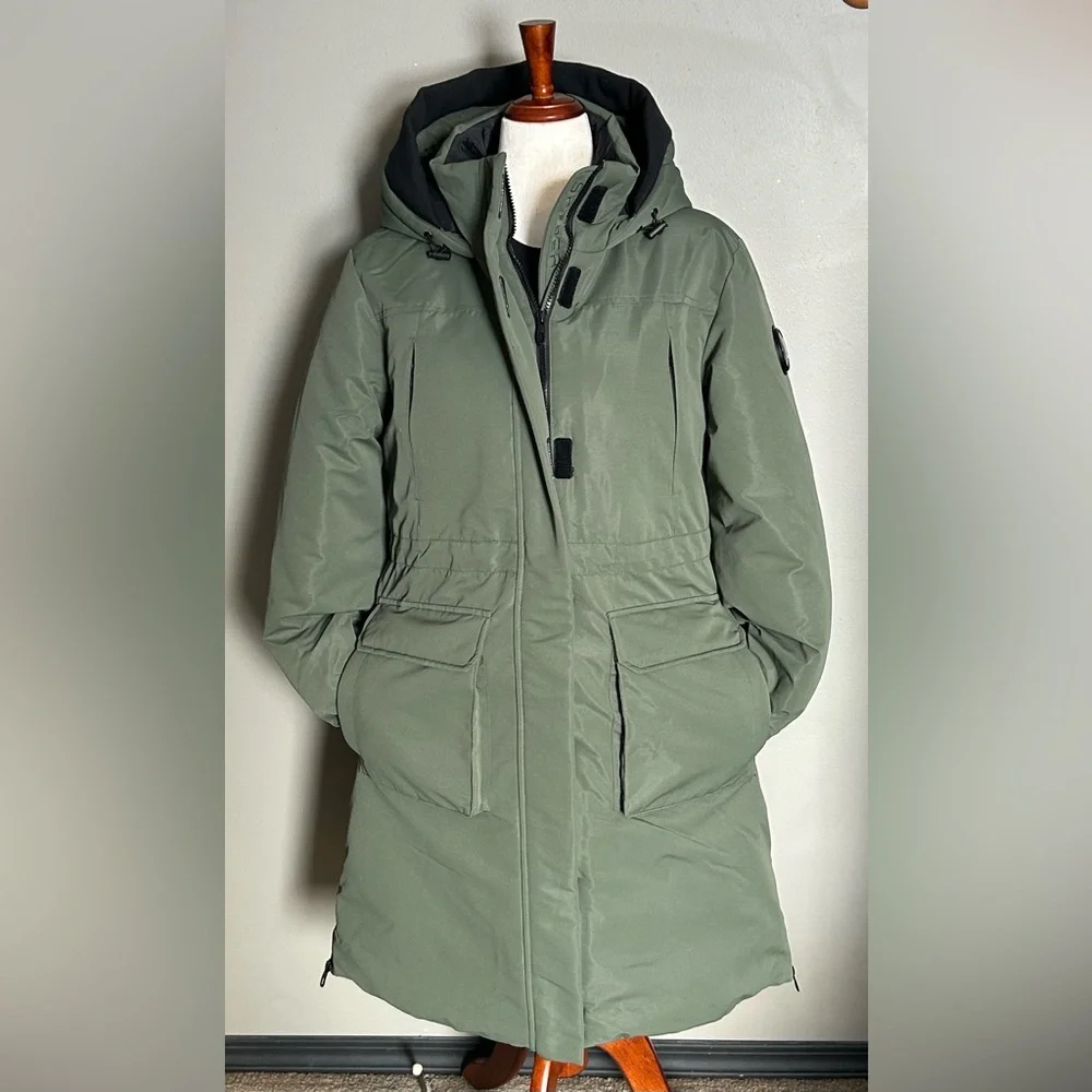 Spyder Women's Olive Hooded Puffer Coat - Picture 1 of 16
